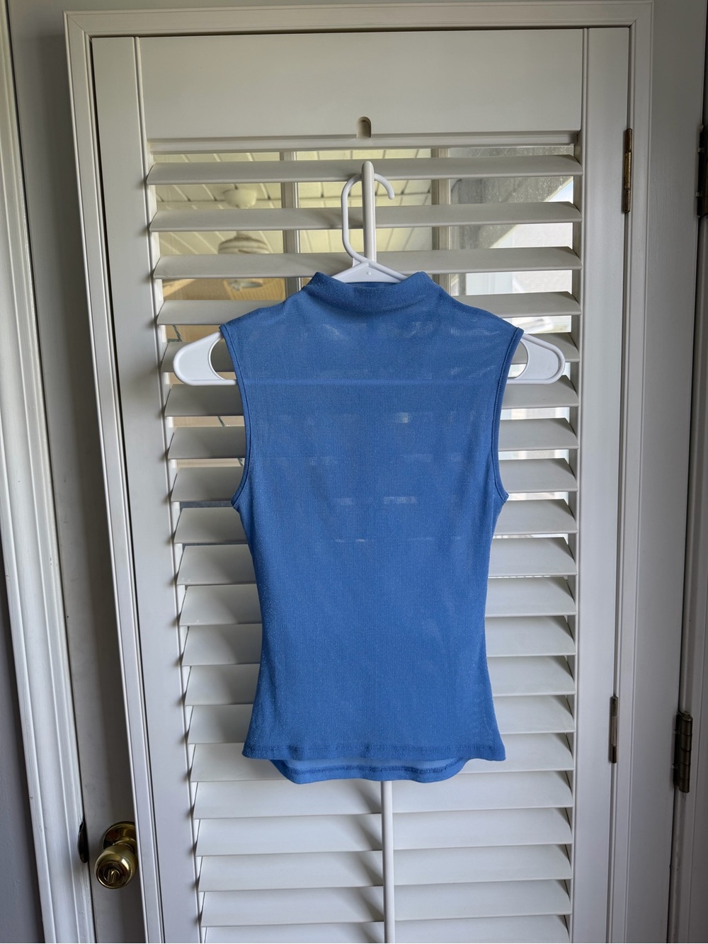 Y2K Missguided sheer mesh blue mock neck tank top